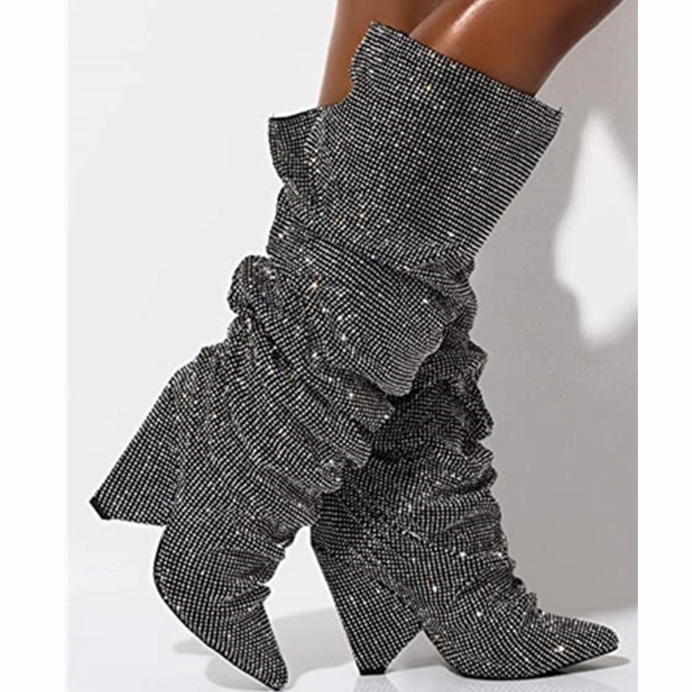 Embellished Rhinestone Crystal Covered Knee High